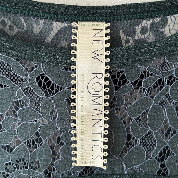 Free People New Romantics Green Lace Top - Picture 13 of 13
